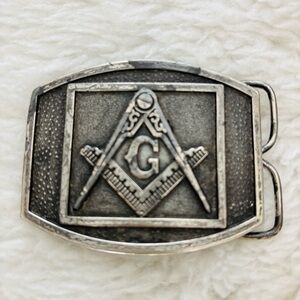 Masonic Silver Bergamot Brass Work Belt  Buckle size 3”x2.5”